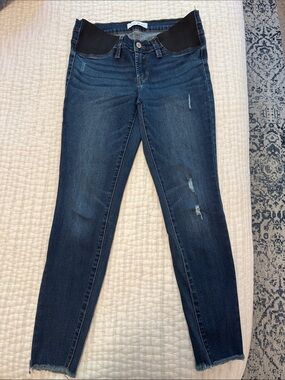 KanCan Dark Blue Skinny Maternity Jeans with Black Waist Panel